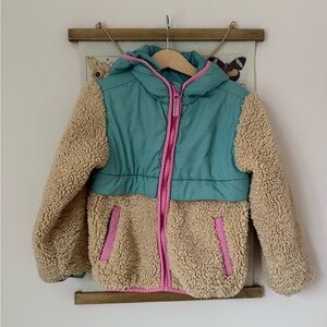 Kids Sherpa Lined Jacket - Teal and Pink